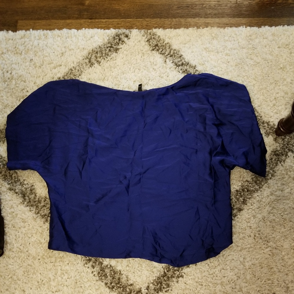 Blue satin crop top